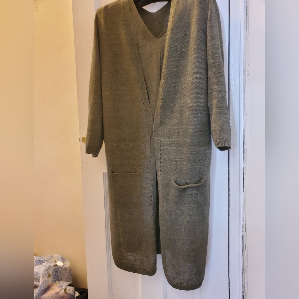 Linen Knit, Long Cardigan.